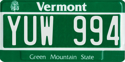 VT license plate YUW994