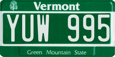 VT license plate YUW995
