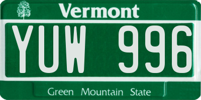 VT license plate YUW996