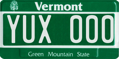 VT license plate YUX000