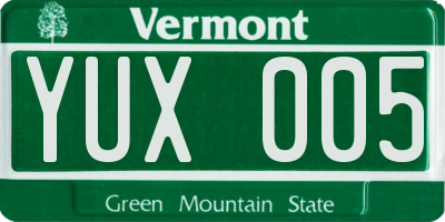 VT license plate YUX005