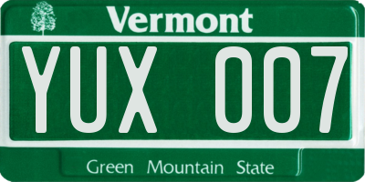 VT license plate YUX007