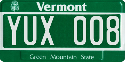 VT license plate YUX008