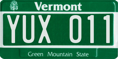 VT license plate YUX011