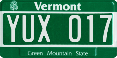 VT license plate YUX017