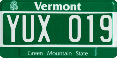 VT license plate YUX019