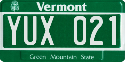 VT license plate YUX021