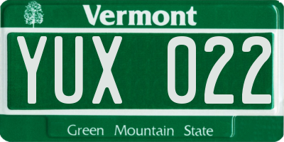 VT license plate YUX022