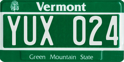 VT license plate YUX024