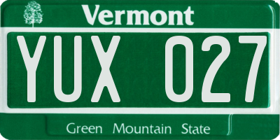 VT license plate YUX027