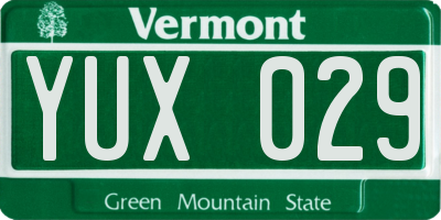 VT license plate YUX029