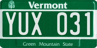 VT license plate YUX031