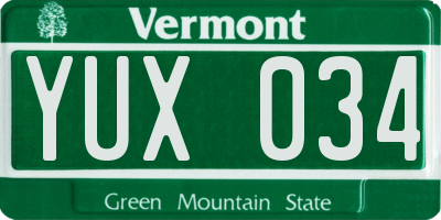 VT license plate YUX034