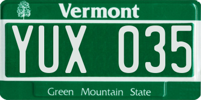 VT license plate YUX035