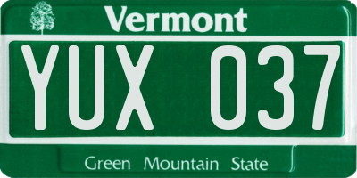 VT license plate YUX037