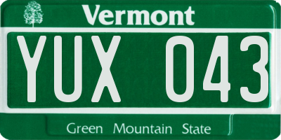 VT license plate YUX043
