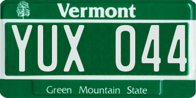 VT license plate YUX044