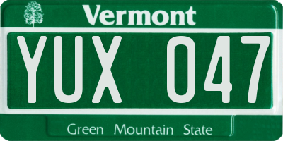 VT license plate YUX047