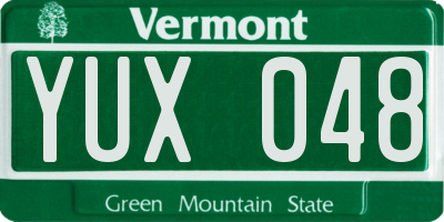 VT license plate YUX048