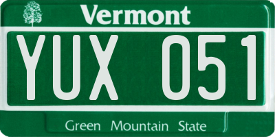 VT license plate YUX051