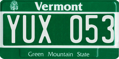VT license plate YUX053