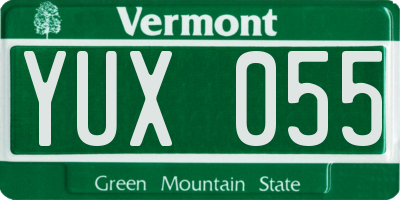 VT license plate YUX055