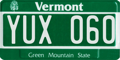 VT license plate YUX060