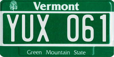 VT license plate YUX061