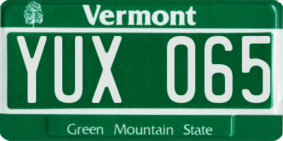 VT license plate YUX065