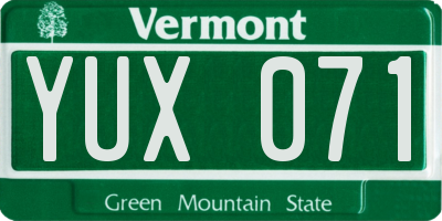 VT license plate YUX071