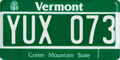 VT license plate YUX073