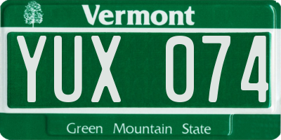 VT license plate YUX074