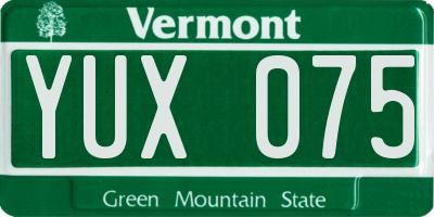 VT license plate YUX075