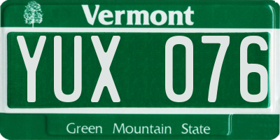 VT license plate YUX076