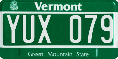 VT license plate YUX079