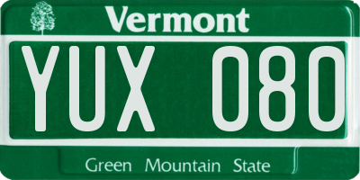 VT license plate YUX080