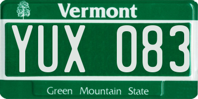 VT license plate YUX083
