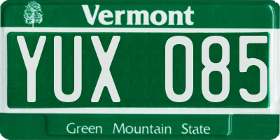 VT license plate YUX085