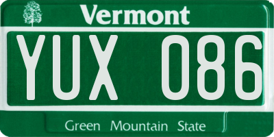 VT license plate YUX086