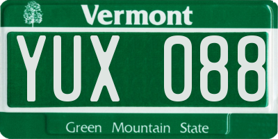 VT license plate YUX088