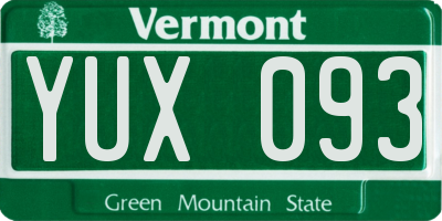 VT license plate YUX093