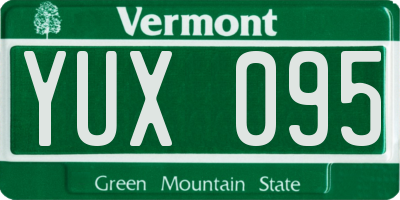 VT license plate YUX095