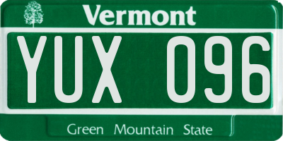 VT license plate YUX096