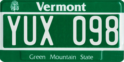 VT license plate YUX098