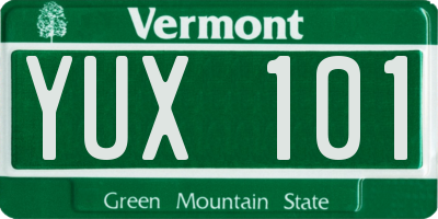 VT license plate YUX101
