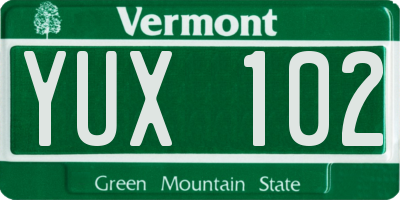 VT license plate YUX102
