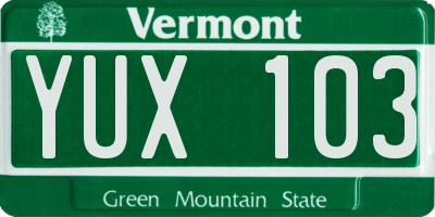 VT license plate YUX103