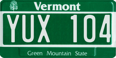 VT license plate YUX104