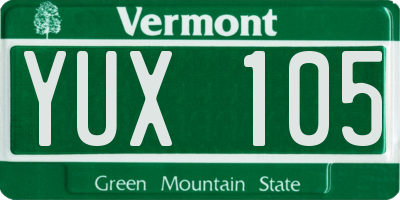 VT license plate YUX105
