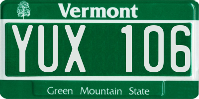 VT license plate YUX106